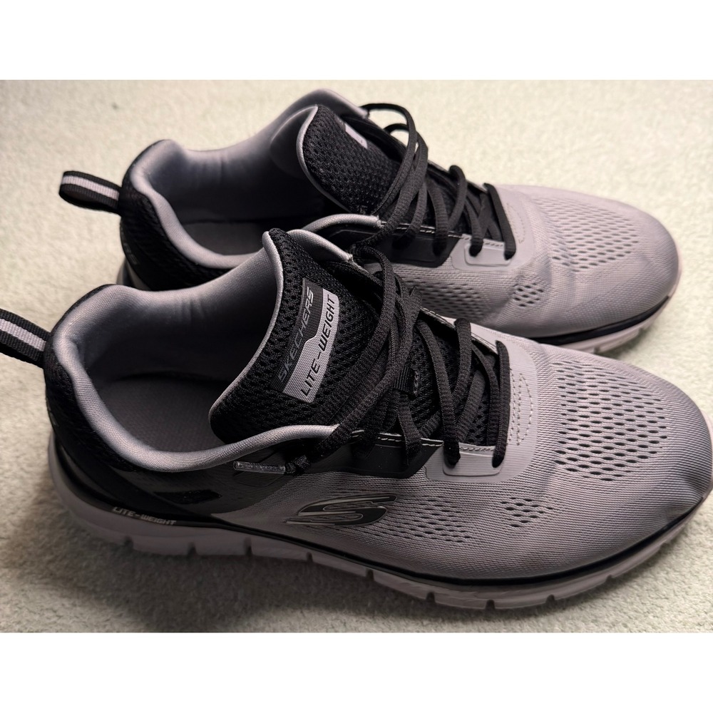 Skechers Lite-Weight Mens Grey Black Training Shoes SN 232698W Size 11 Wide